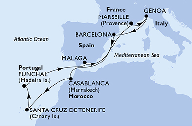 Földközi tenger, nyugat mediterrán hajóút