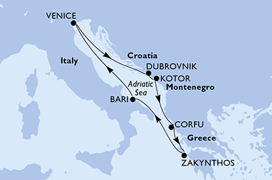Korfu Zakhyntos hajout térkép