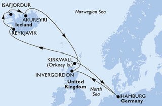 Izland hajóút térkép 2024